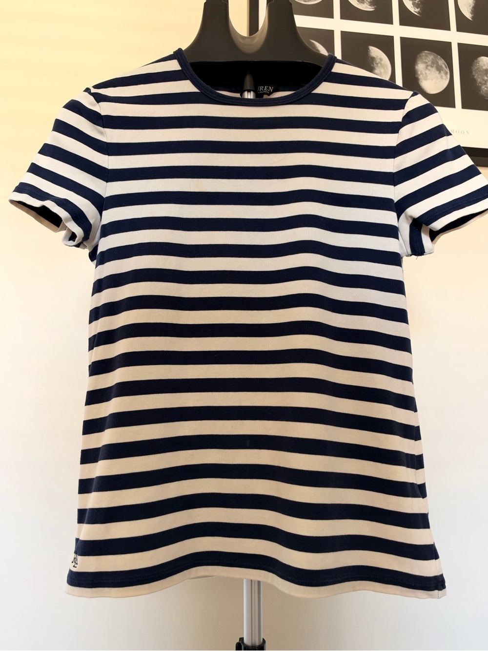 Ralph Lauren Navy and Ivory Striped Women’s Tshirt